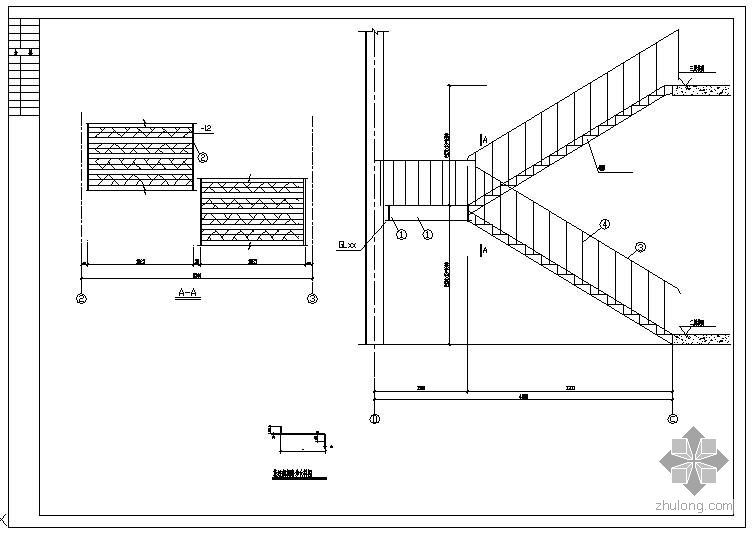 水厂钢楼梯大样图资料下载-某钢楼梯大样节点构造详图