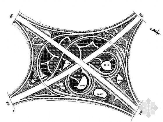 绿化转盘设计资料下载-某高速公路转盘绿化总图