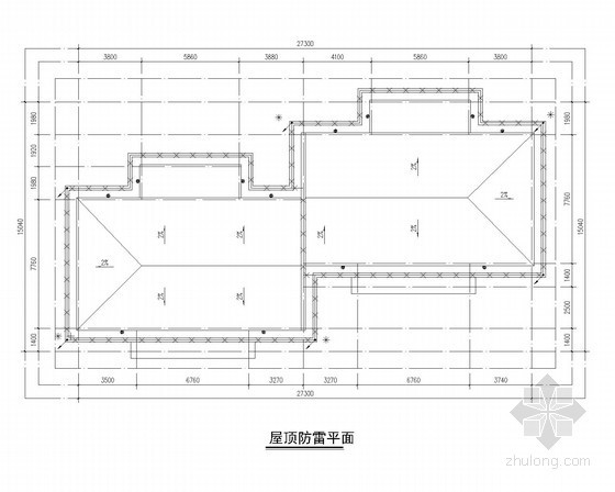 [浙江]住宅小区水泵改造及公共厕所电气设计施工图纸107张-屋顶防雷平面 