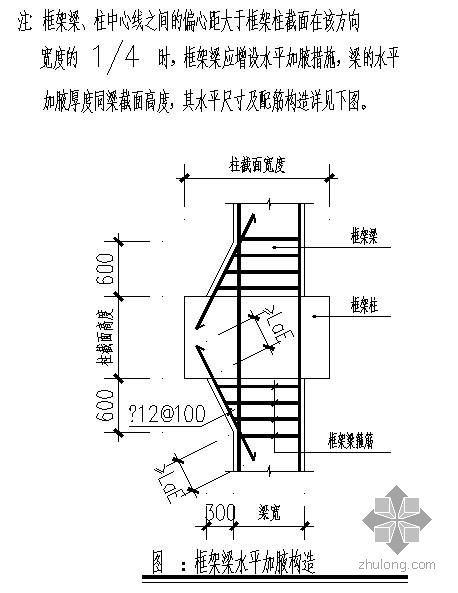 梁柱偏心水平加腋计算资料下载-某框架梁水平加腋节点构造详图