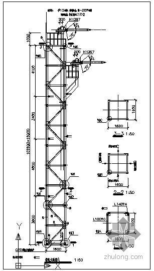 爬梯立面放大资料下载-某爬梯立面放大节点构造详图（一）