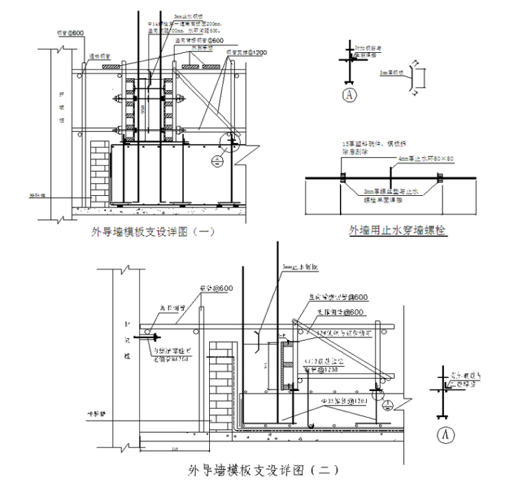 框架剪力墙结构住宅楼工程模板专项施工方案（41页）-外墙导墙模板示意图