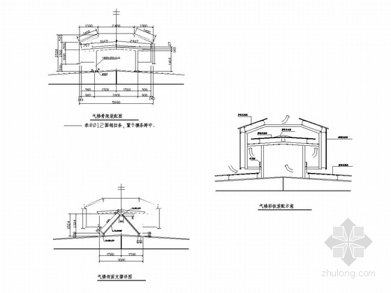 通风天窗图纸CAD资料下载-方形气楼施工图