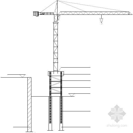 深基坑中灌注桩内插钢格构柱式塔吊基础的施工工法-灌注桩内插钢格构柱塔吊基础示意图 