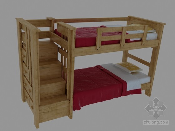 宿舍双层床cad资料下载-双层儿童床3D模型下载