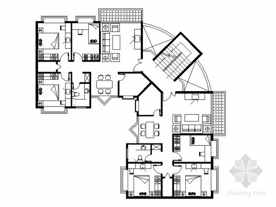 别墅户型CAD合集资料下载-多层与小高层单体建筑多户型合集图