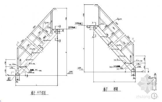 钢管钢楼梯资料下载-某单跑钢楼梯详图
