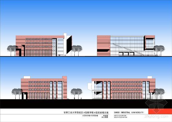 [甘肃]某大学西校区A型教学楼A型实验楼方案文本-侧立面