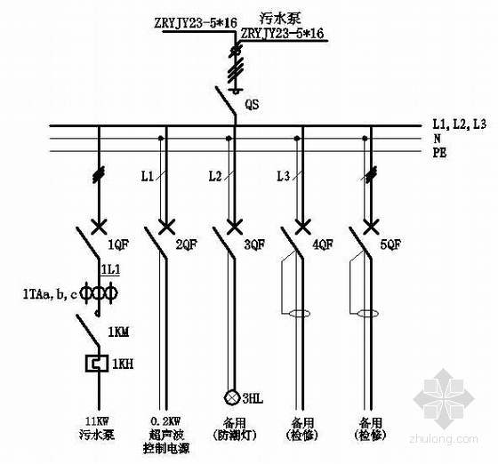 小区排污改造方案资料下载-北京某地铁改造工程排污泵全套控制原理图