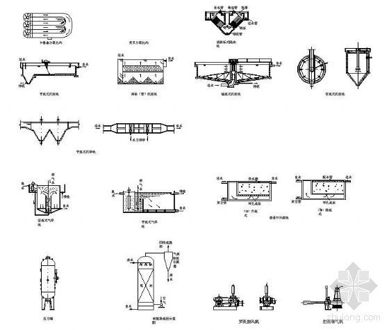 CAD气浮池图资料下载-各种水处理构筑物大样图