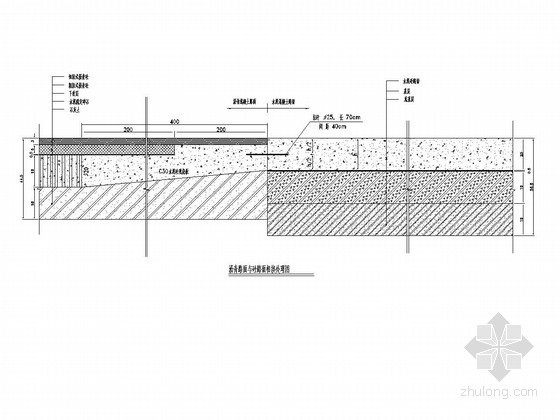 沥青路面与水泥路面温度资料下载-沥青路面与水泥混凝土路面搭接详图（刚柔路面）