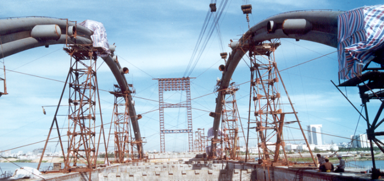 钢管混凝土系杆拱设计资料下载-[海南]琼州大桥钢管混凝土系杆拱施工工艺