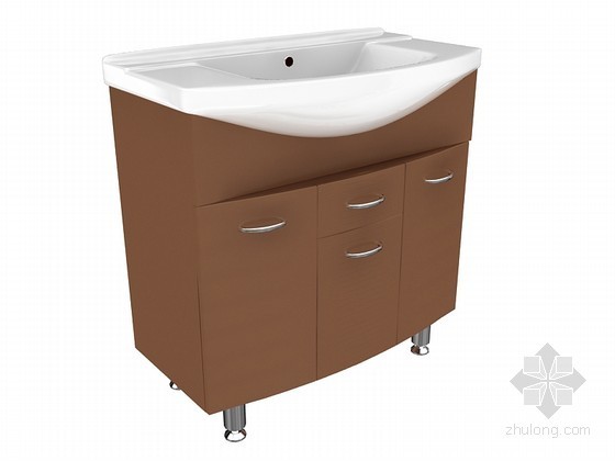 卫生间洗手盆柜资料下载-褐色洗手盆柜3D模型下载