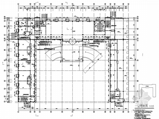 [张家港]三层框架结构体育公园用房结构施工图（含建筑图 带阁楼）-平面图