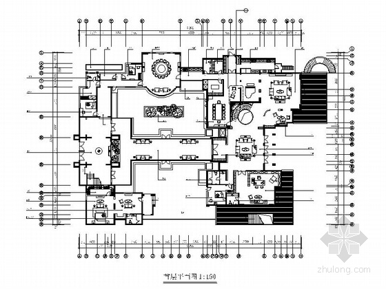 CAD浴室剖面图资料下载-[北京]庭院式别墅区高档两层别墅装修施工图