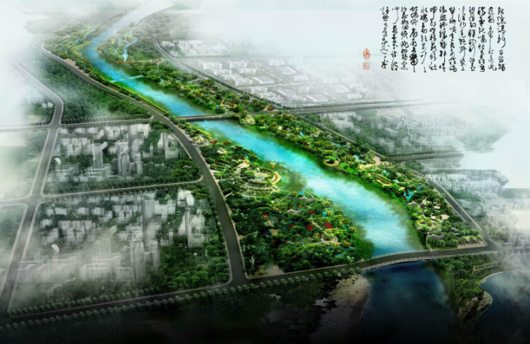 道路水系景观资料下载-[山东]自然开放性城市绿地水系景观规划设计