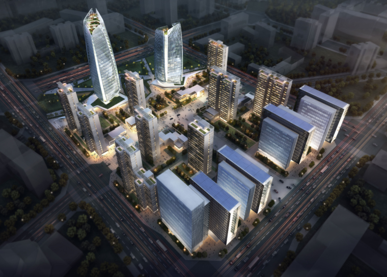 [北京]未来感超高层中小企业综合基地建筑设计方案文本-未来感超高层中小企业综合基地建筑效果图