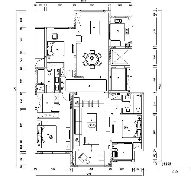 紫金城—180㎡美式轻奢住宅设计施工图及效果图-立面索引图