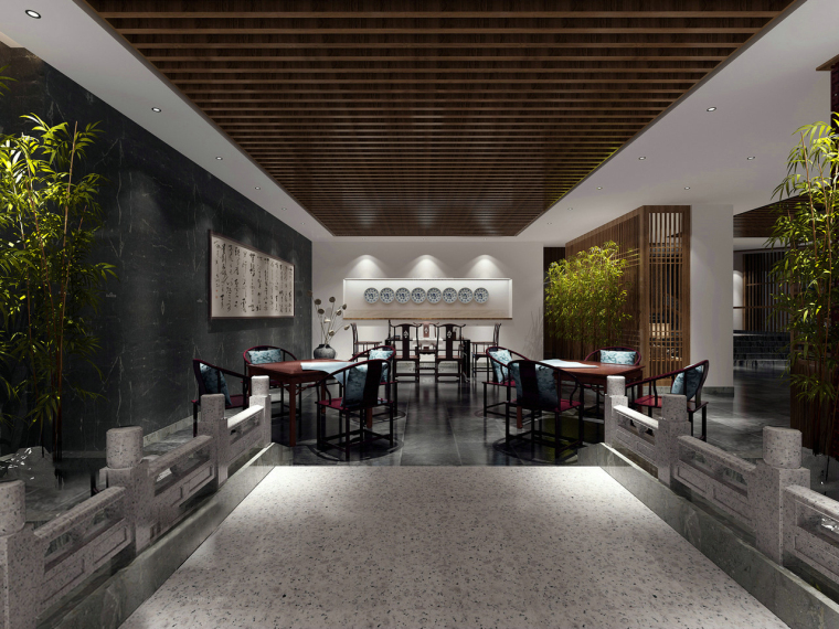 中式客厅风格资料下载-中式汉白玉会客厅3D模型