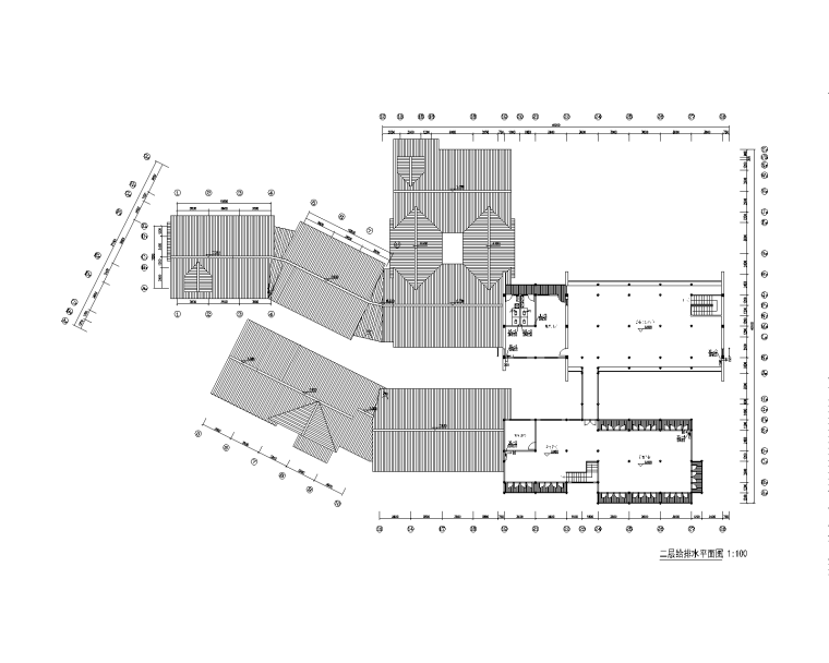 某植物园民俗村规划设计施工图 A-6 二层给排水平面图