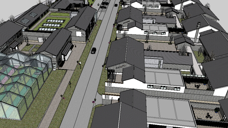 新中式风格新农村民居SketchUp模型-新中式风格新农村民居模型（5）