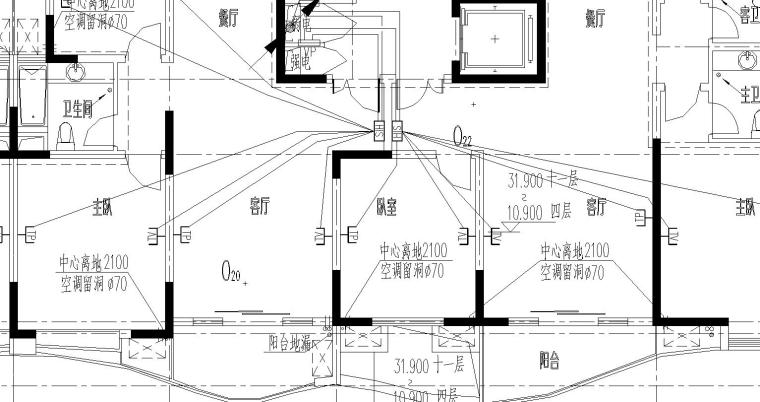 某楼宇对讲系统电气图纸-楼电话电视平面图