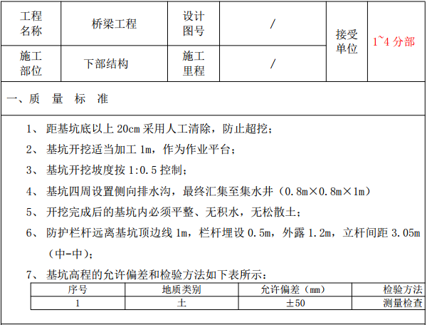 技术质量交底书资料下载-桥梁承台基坑开挖技术交底书