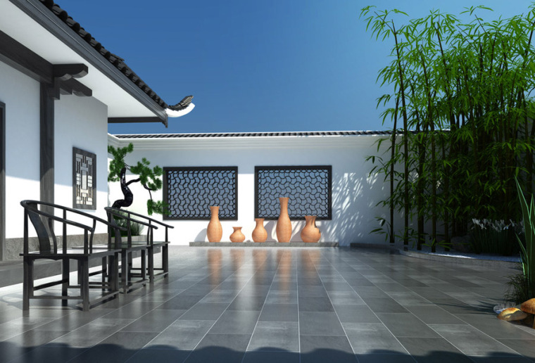 中式风格庭院院子设计案例效果图-中式庭院15