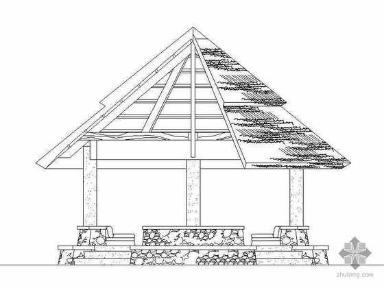 公园桥建筑施工图资料下载-公园小品大草亭建筑施工图