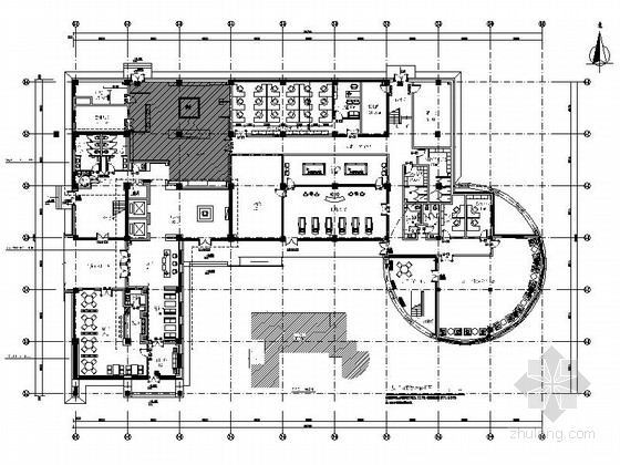 高档办公空间施工设计图资料下载-[北京]中国建筑企业技术中心现代高档办公楼CAD装修施工图（含全套方案）