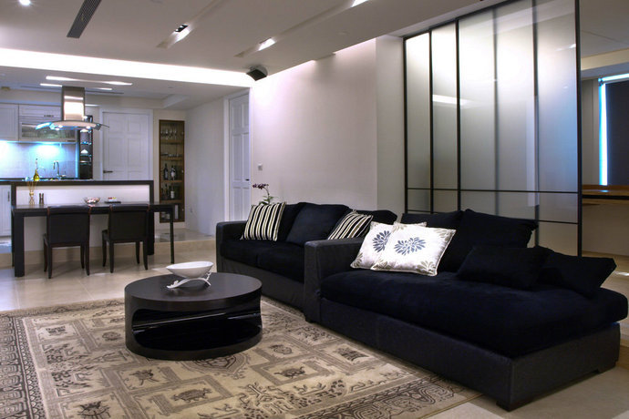 99平方米现代客厅厨房沙发装修效果图