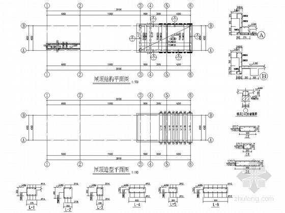[大同]实验小学大门结构施工图（含建筑图）-屋顶结构平面图 