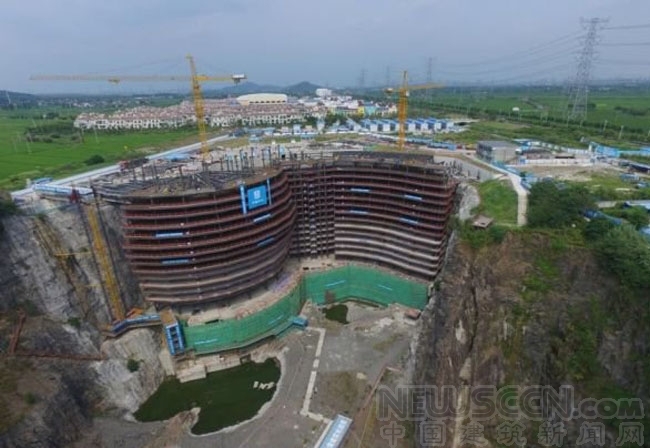 超级工程上海深坑酒店资料下载-上海“深坑酒店”地下工程基本完成