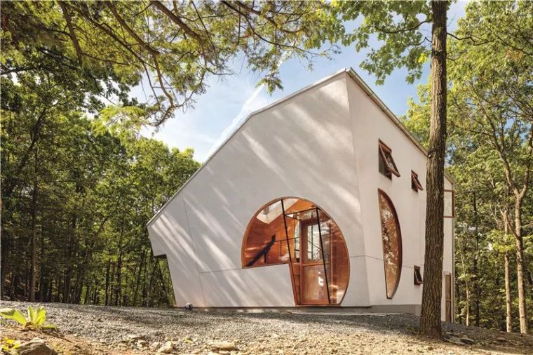 家装门CAD图块资料下载-85㎡ 林中小屋，原木与几何的奇妙组合
