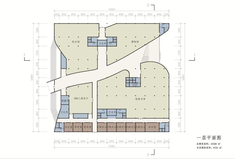 [河北]邢台市某学院建筑方案设计文本PPT（123页）-一层平面图
