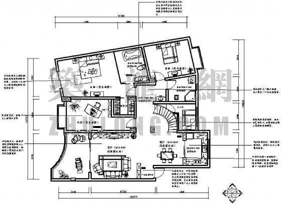 室内设计住宅两室一厅资料下载-某室内设计（三室两厅两卫）