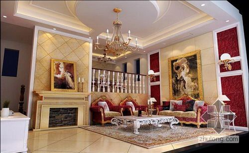 欧式客厅设计方案资料下载-欧式华丽客厅