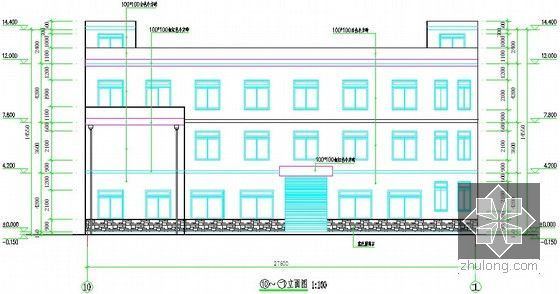 [湖南]中学食堂综合楼建筑工程招标文件（含预算及图纸）-立面图