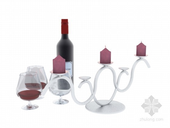 器皿3d模型资料下载-红酒蜡烛3D模型下载