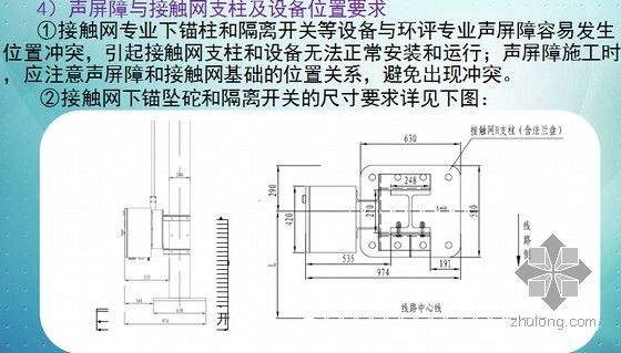 [四川]不良地质区新建时速250km双线客运专线铁路站前施工图技术交底269页-声屏障与接触网支柱及设备位置要求