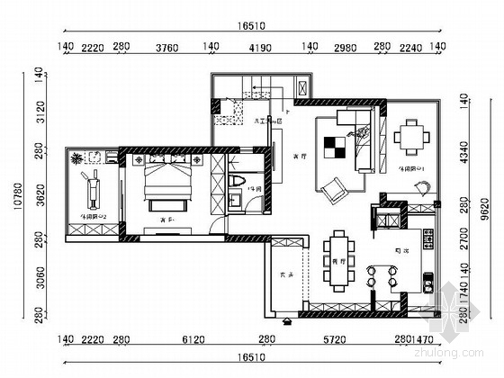 室内阳台装修效果图资料下载-精品现代北欧风小跃层室内装修设计方案施工图（含效果图）