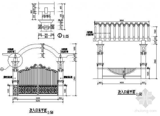 小区次入口景观详图资料下载-小区次入口二景观详图