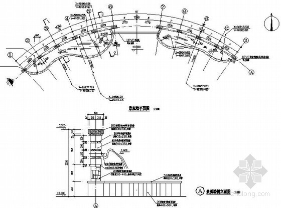 园林景墙CAD大样资料下载-入口带水池景墙施工大样