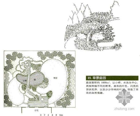 观赏草在景观设计中的应用资料下载-草景庭院景观设计图