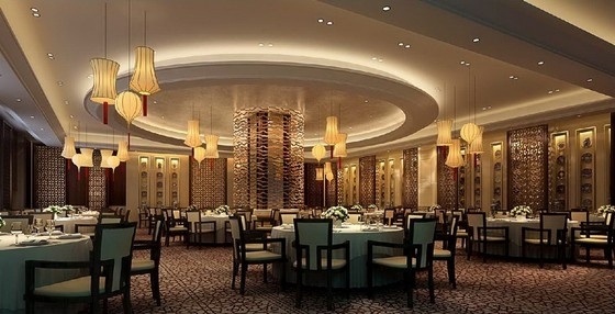 [江苏]新古典风格17层大酒店室内设计方案餐厅大包房效果图 