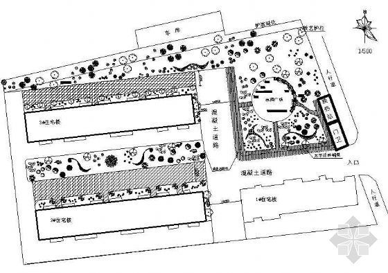 河南小区住宅平面图资料下载-某住宅小区绿化平面图