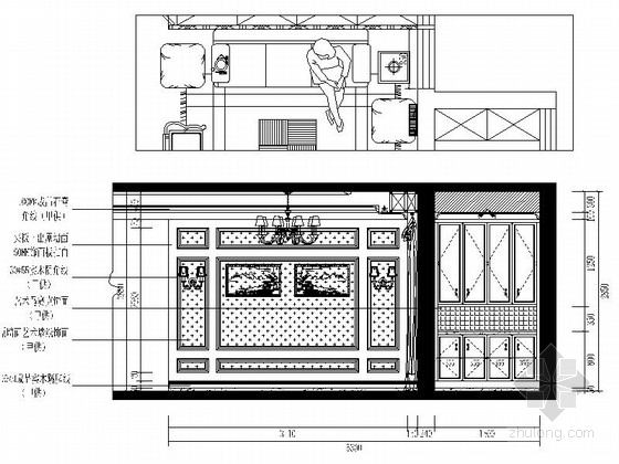 138㎡简欧风格三居室样板间CAD装修施工图（含效果）立面图 