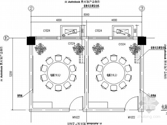 现代简约室内家具CAD资料下载-[北京]现代简约大学生食堂包厢室内设计CAD装饰施工图