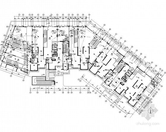 [安徽]二十八层商住小区强弱电设计图纸（最新规范）-一层照明平面图 