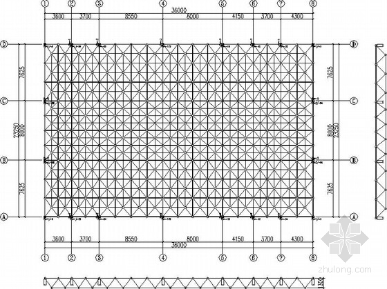 四角锥网架屋盖分析资料下载-正放四角锥碳钢网架结构施工图